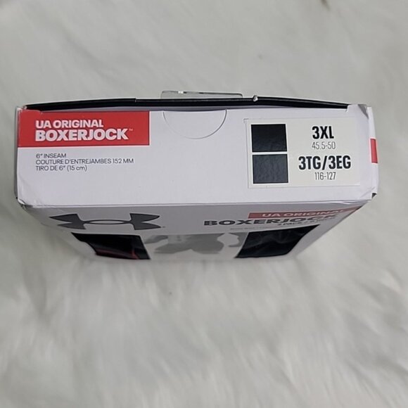 UNDER ARMOUR NeW UA Original Boxerjock 2 Pk. 6 Inch Black Red Boxer Brief 3XL - Picture 4 of 5